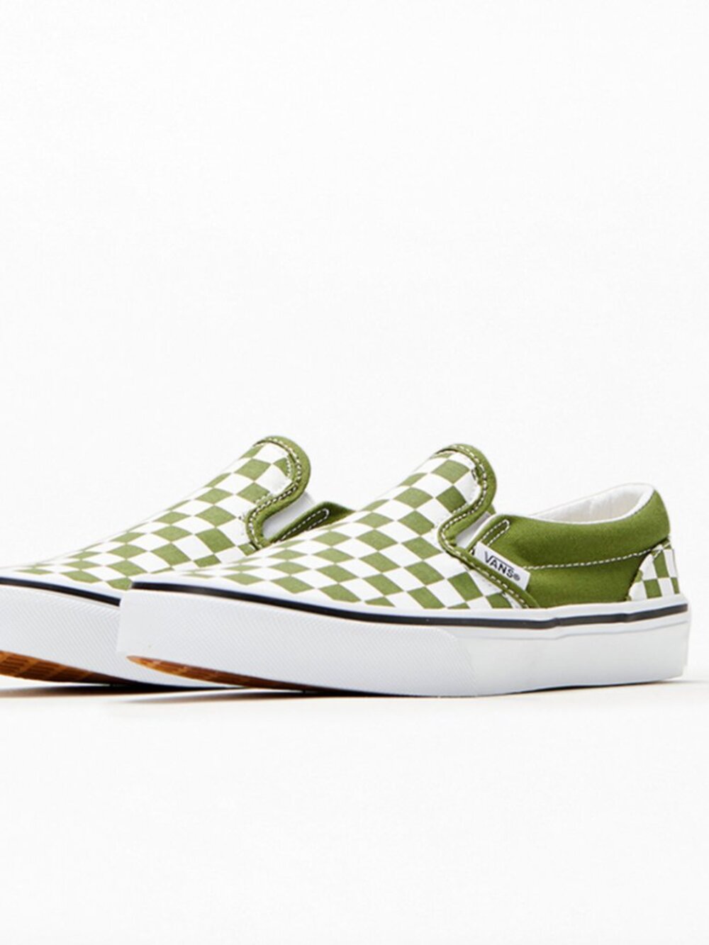 Vans Green & White Checker Classic Slip-On Shoes
